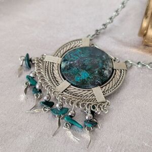 Silver and Turquoise Pendant Necklace